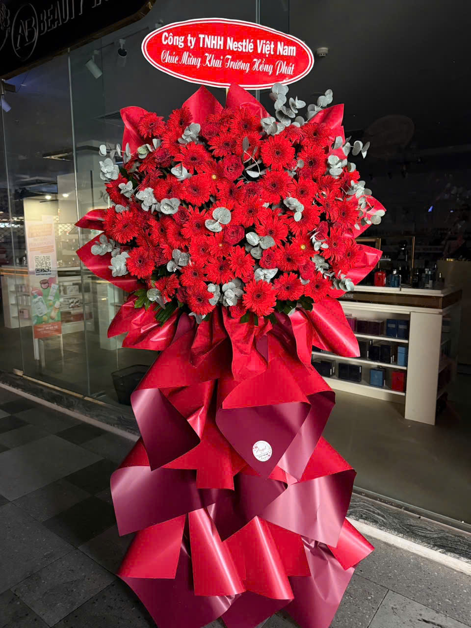 Kệ Hoa Khai Trương Hoa Đồng Tiền Sang Trọng