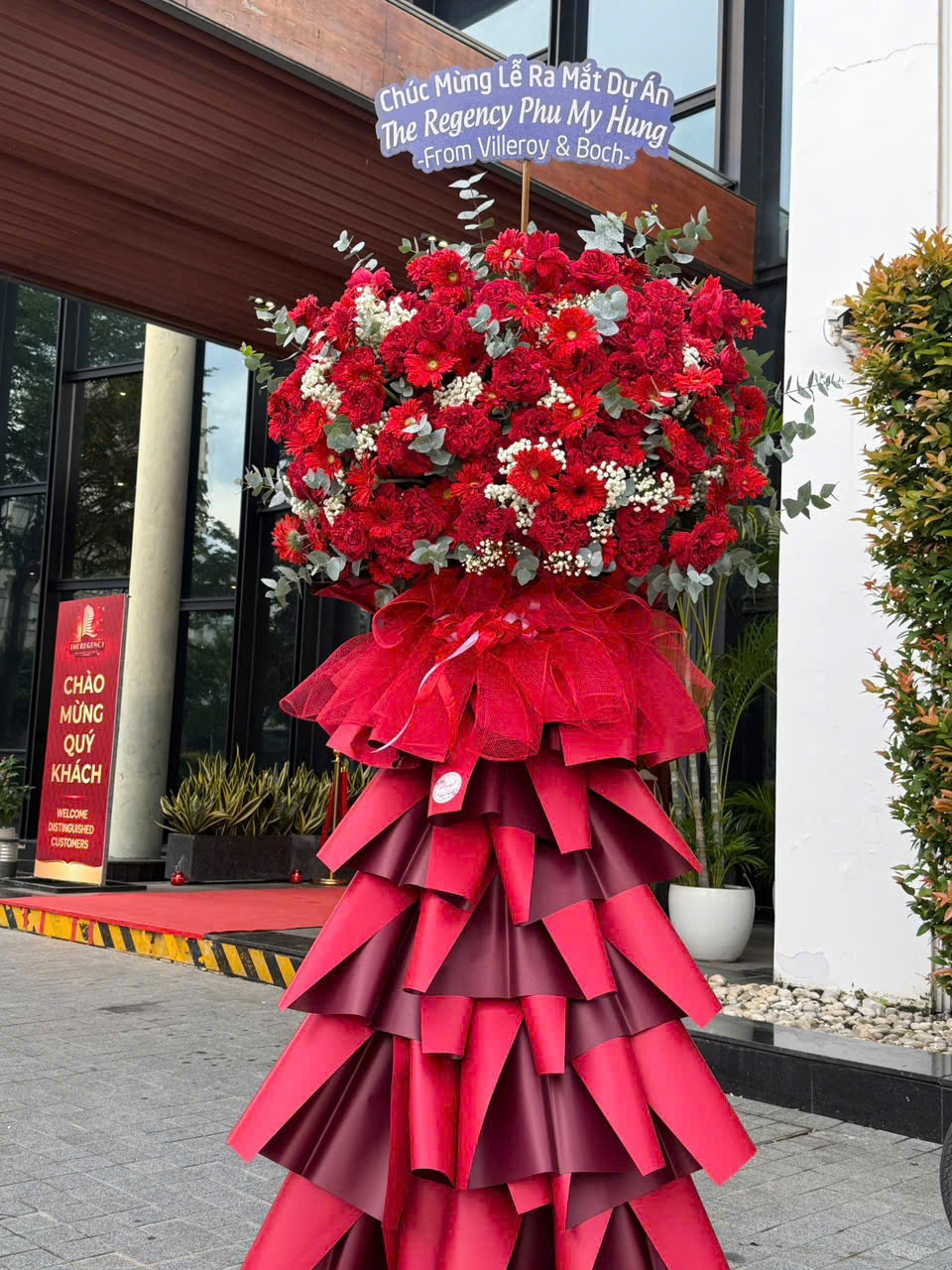 Kệ Hoa Chúc Mừng Tone Đỏ May Mắn – Khai Trương Hồng Phát