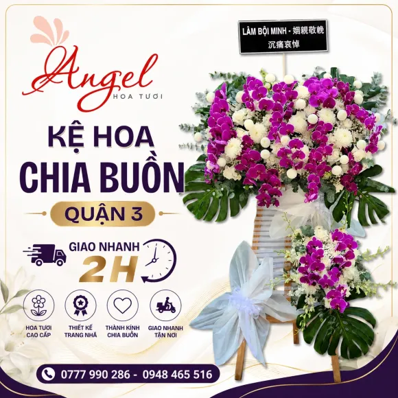 Kệ Hoa Chia Buồn Quận 3 Giao Nhanh 2H | Hoa Tươi Angel