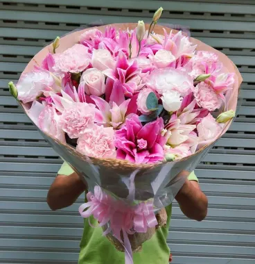 Bó Hoa Ly Kép Hồng Pastel Đẹp – Mix Hoa Sang Trọng | Hoa Tươi Angel