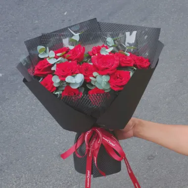 bó hoa 11 bông hồng đỏ tình yêu lãng mạn 