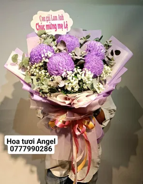 BÓ HOA CÚC MẪU ĐƠN TÍM 