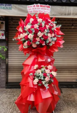 kệ hoa chúc mừng khai trương tone đỏ phát tài 