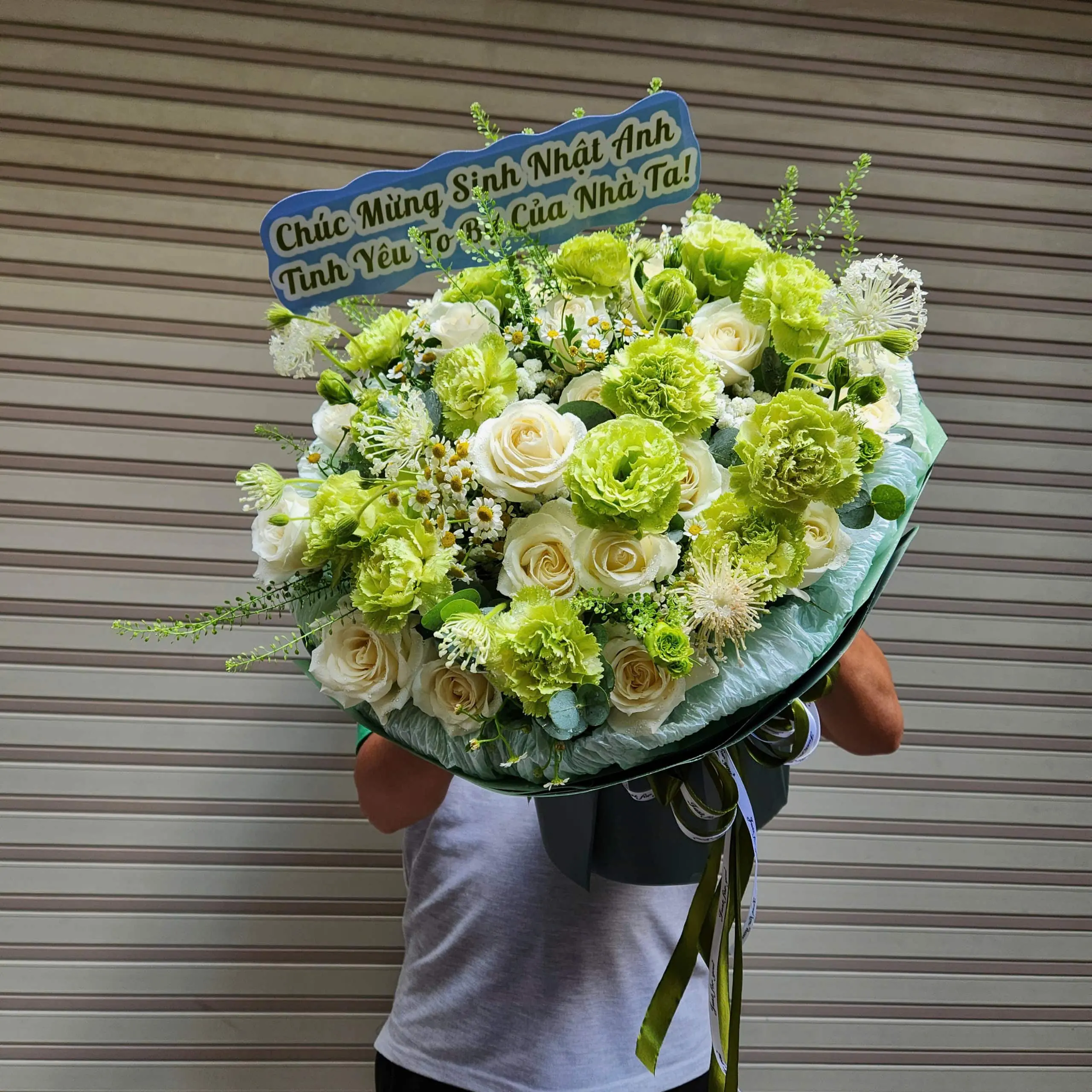 Bó Hoa Hồng Tone Xanh Lá
