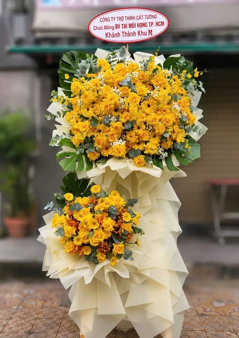 Kệ Hoa Chúc Mừng Khai Trương Tone Đỏ