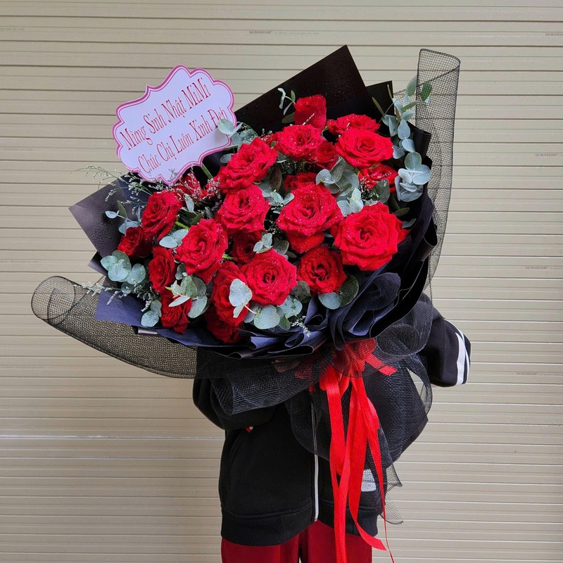 Bó Hoa Hồng Đỏ Và Gấu Bông