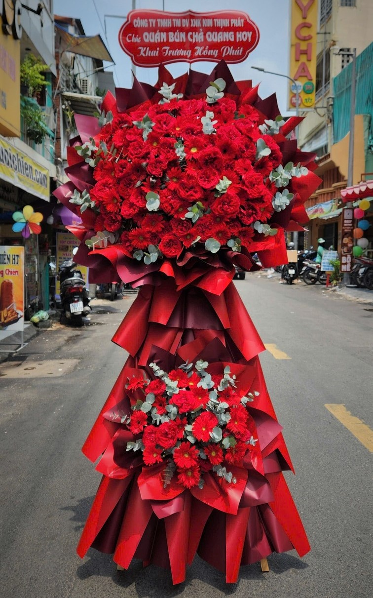 Kệ Hoa Chúc Mừng Khai Trương Tone Đỏ