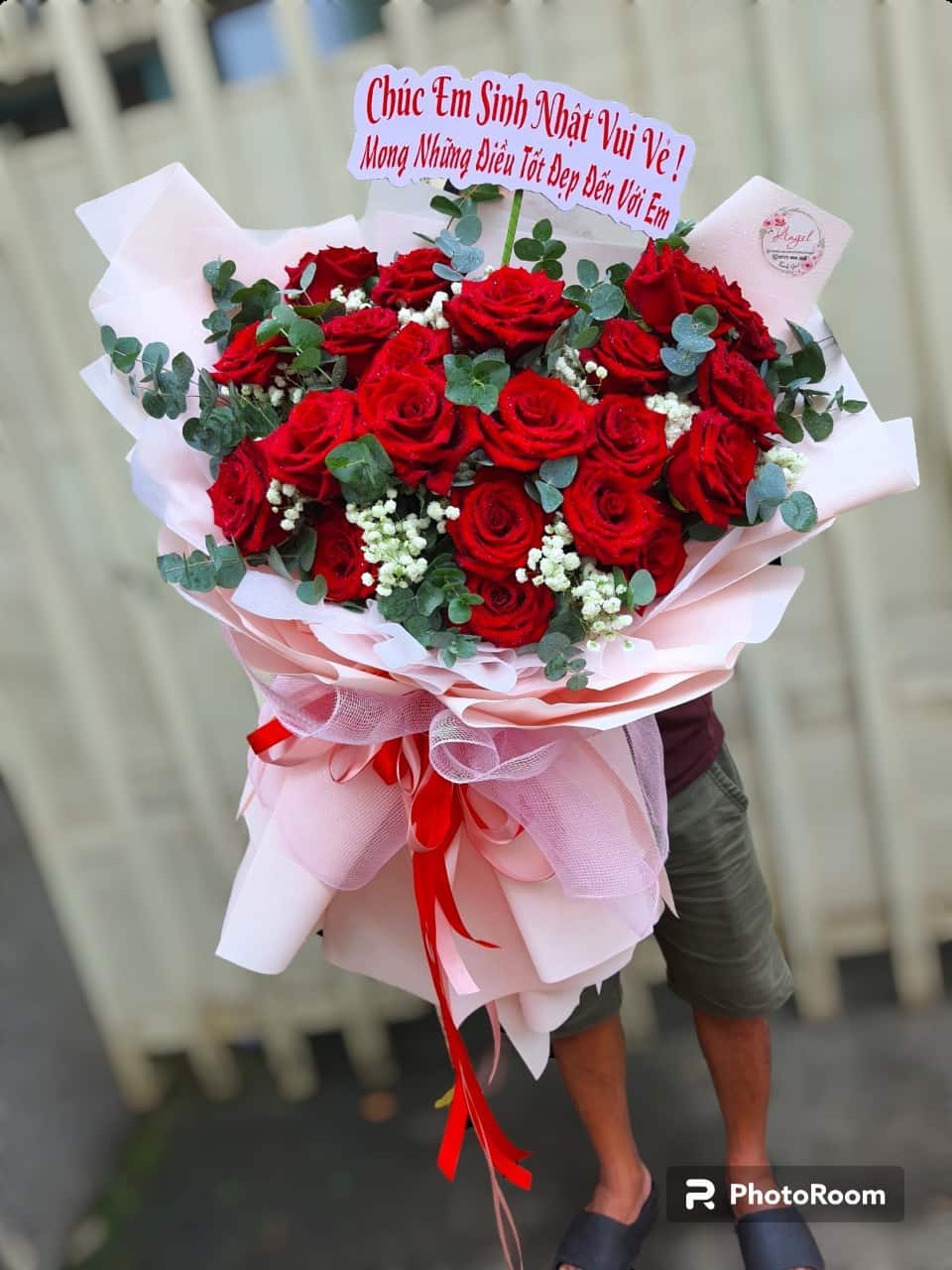 bình hoa tulip hồng