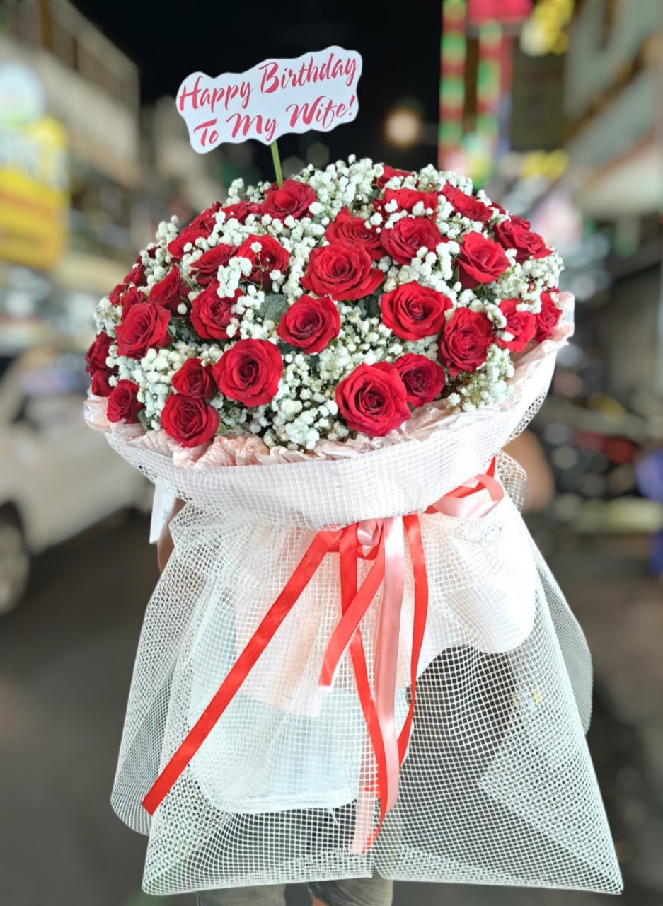  BÓ HOA HỒNG ĐỎ TƯƠI ĐẸP 