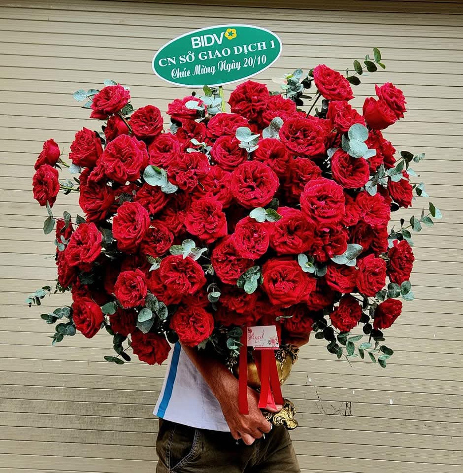 bình hoa hồng đỏ khổng lồ