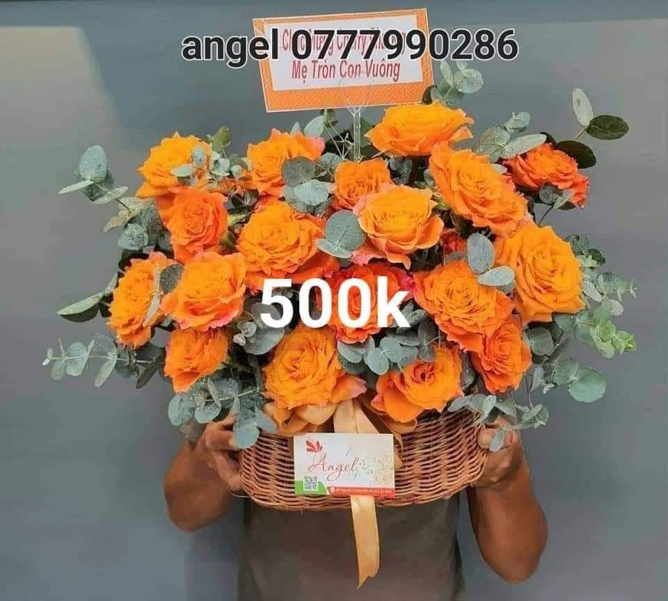 Giỏ Hoa Hồng Cam 500K