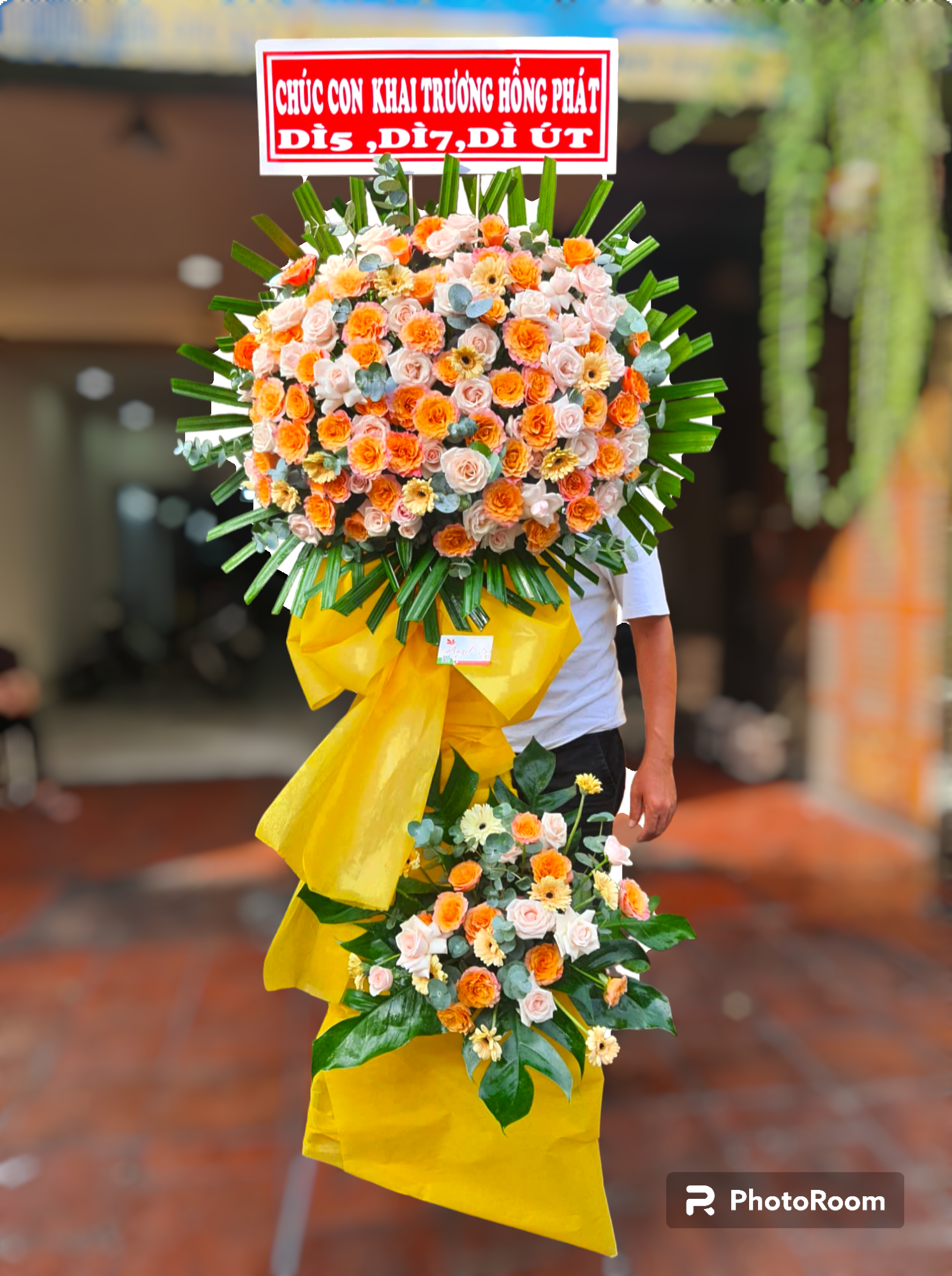 KỆ HOA KHAI TRƯƠNG TÔNG CAM RỰC RỠ