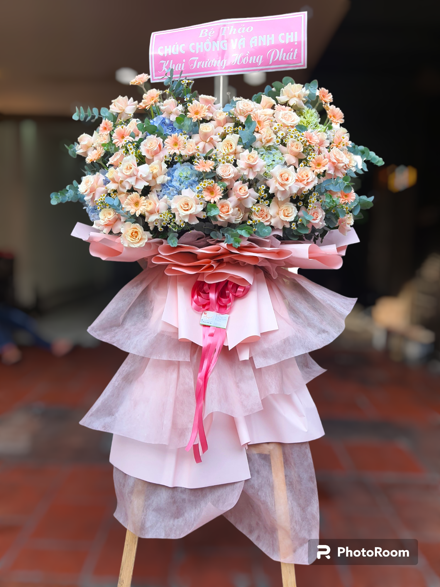 KỆ HOA CHÚC MỪNG KHAI TRƯƠNG MÀU HỒNG 