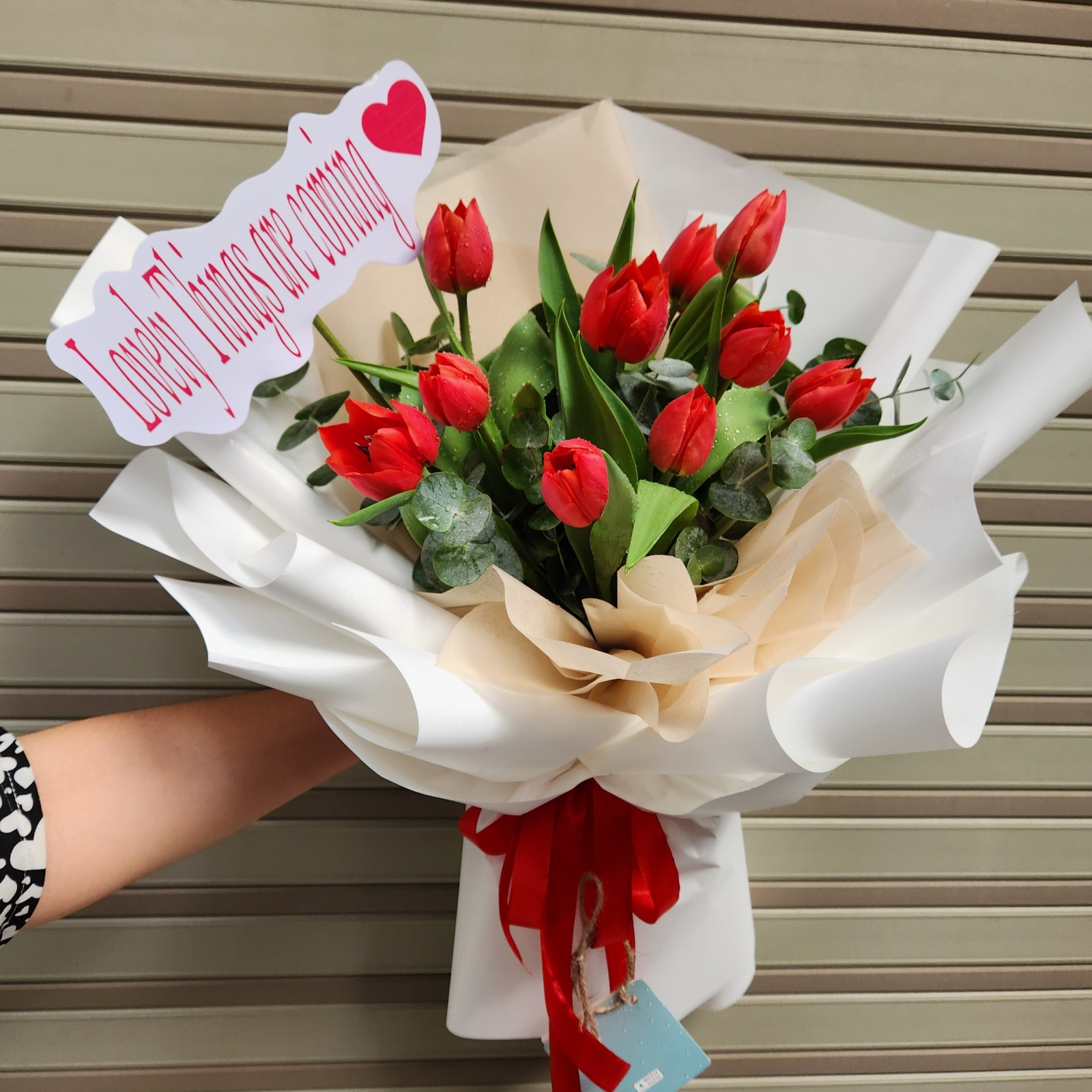BÓ HOA TULIP CAM 10 BÔNG GIÁ RẺ