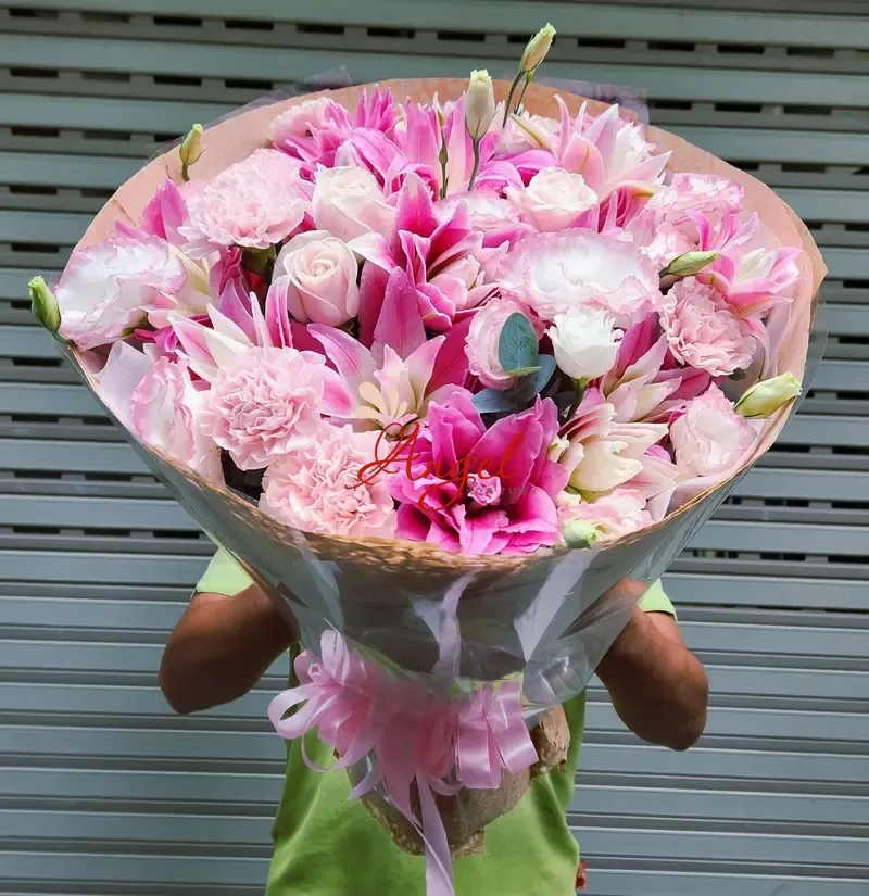 Bó Hoa Ly Kép Hồng Pastel Đẹp – Mix Hoa Sang Trọng | Hoa Tươi Angel