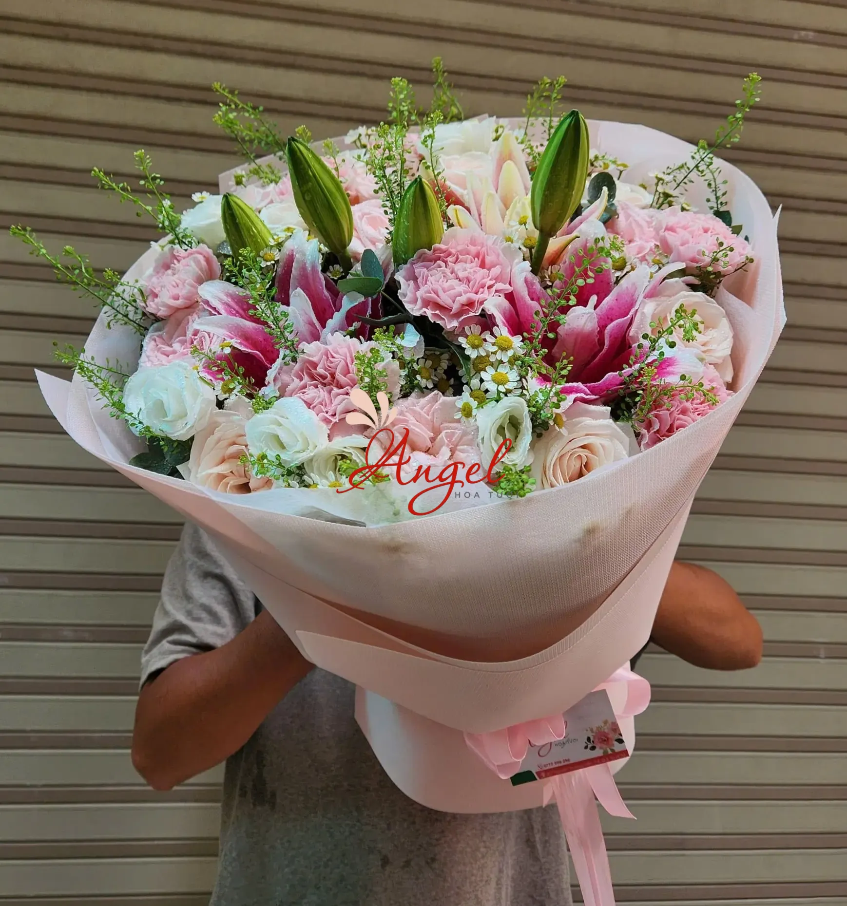 Bó Hoa Ly Kép Tone Hồng Tặng Sinh Nhật Mẹ Yêu | Hoa Tươi Ange