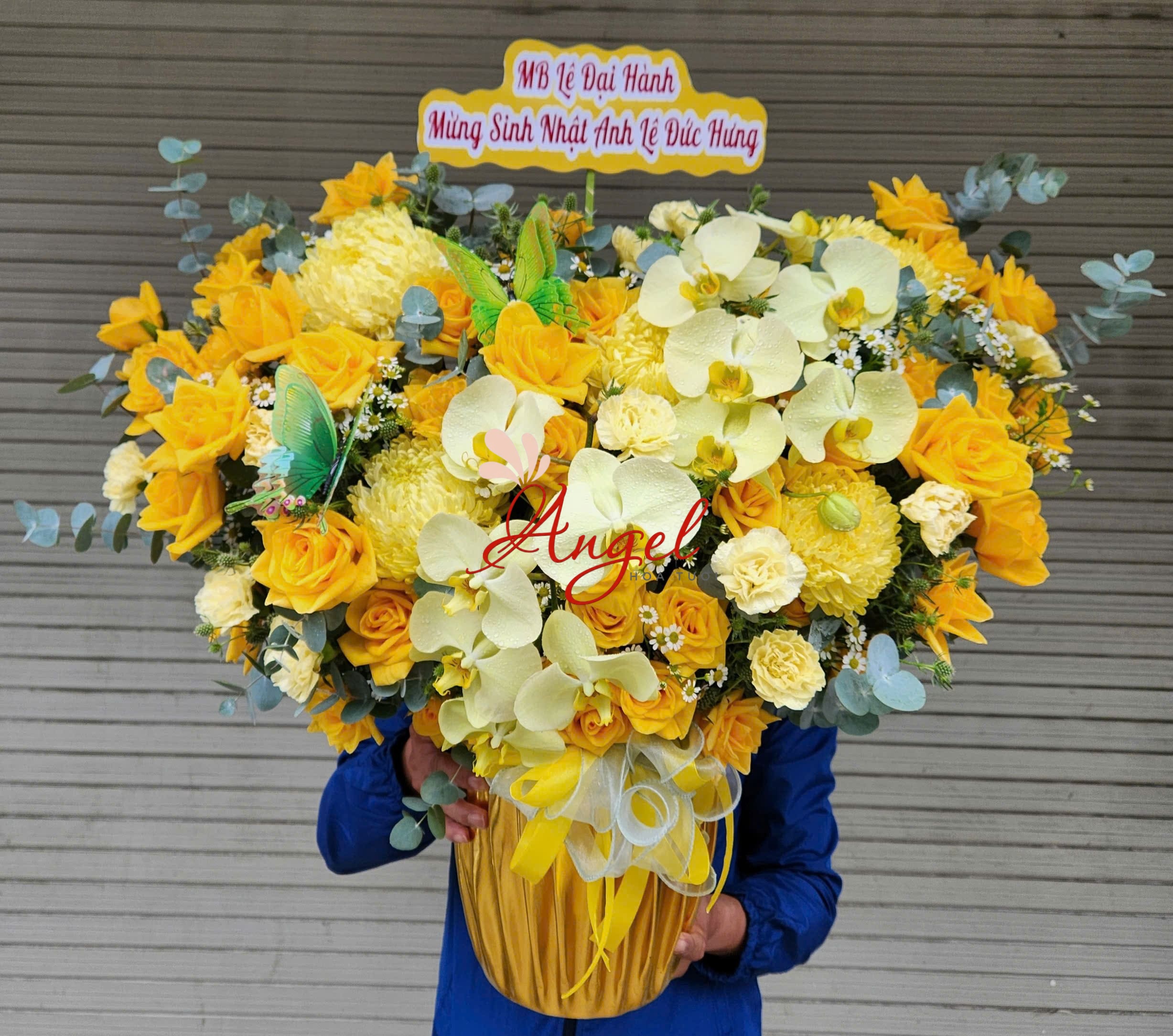 Lẵng Hoa Tone Vàng Tặng Sinh Nhật, Khai Trương | Hoa Tươi Angel