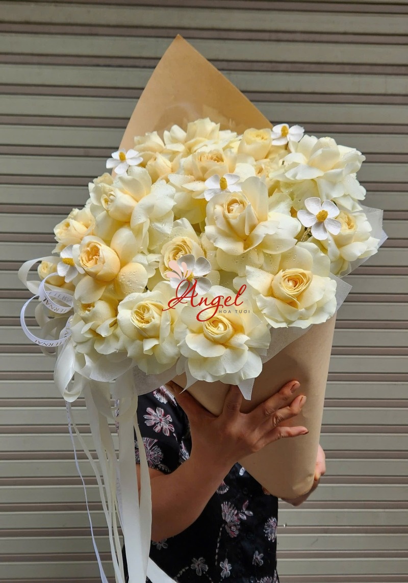 Bó Hoa Hồng Tone Vàng Đẹp Tặng Sinh Nhật | Hoa Tươi Angel