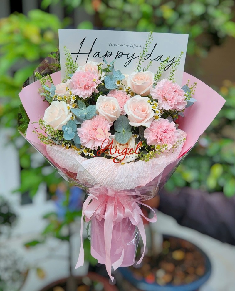 Bó Hoa Tốt Nghiệp Tone Hồng 300K Giá Rẻ TPHCM –  Angel Flower