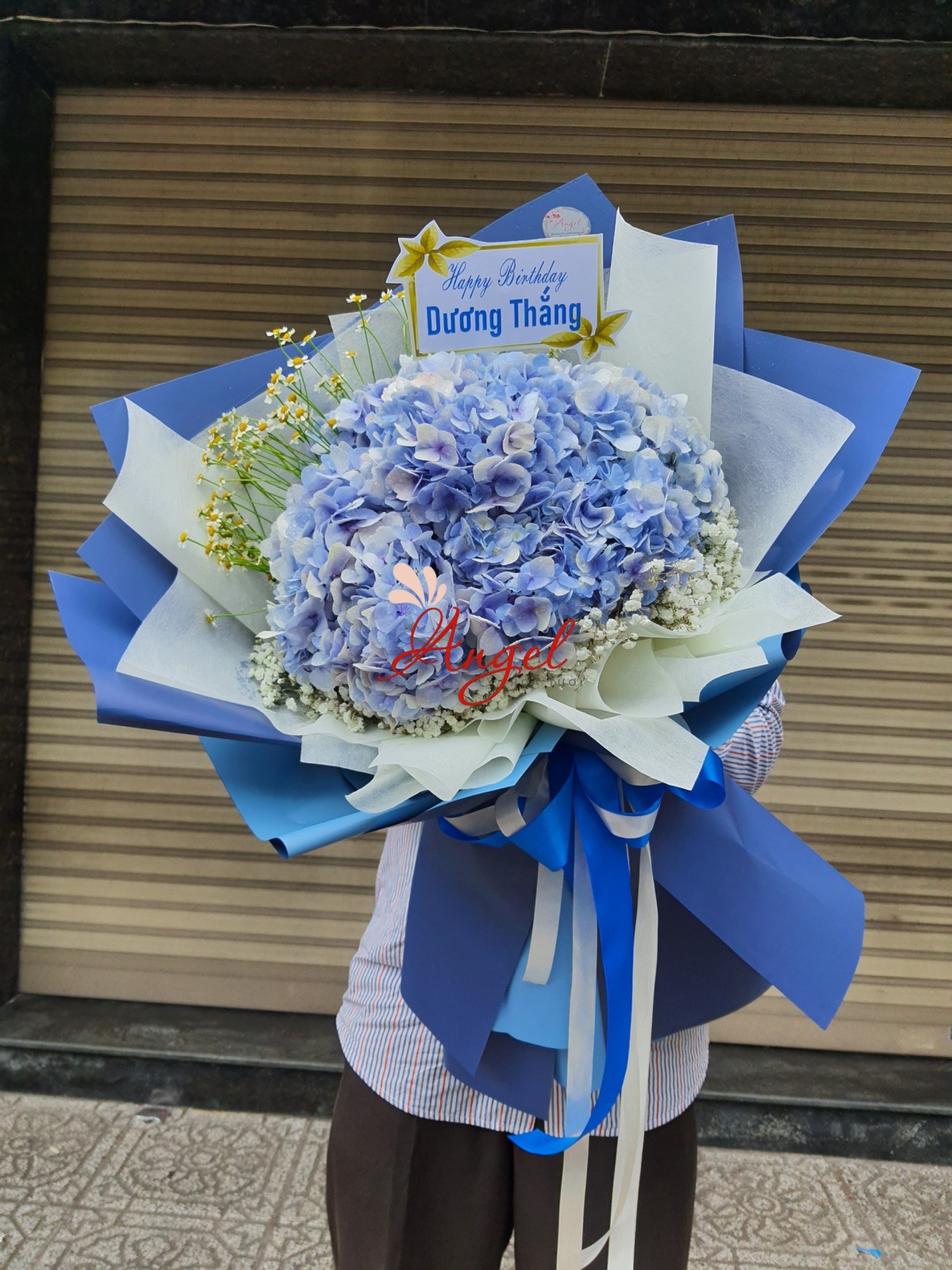Bó Hoa Cẩm Tú Cầu Xanh Dương 