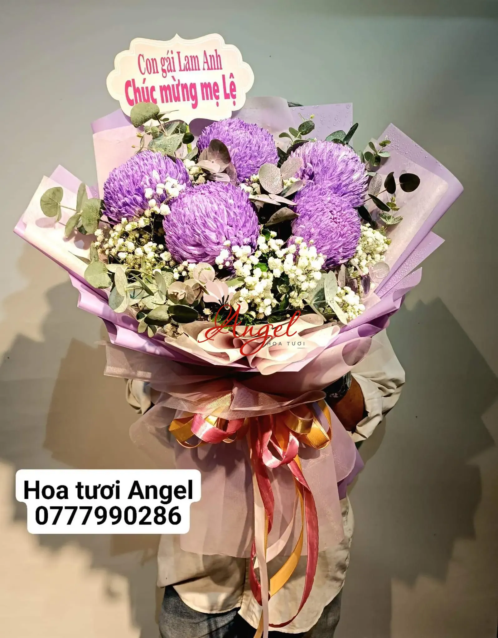 BÓ HOA CÚC MẪU ĐƠN TÍM 