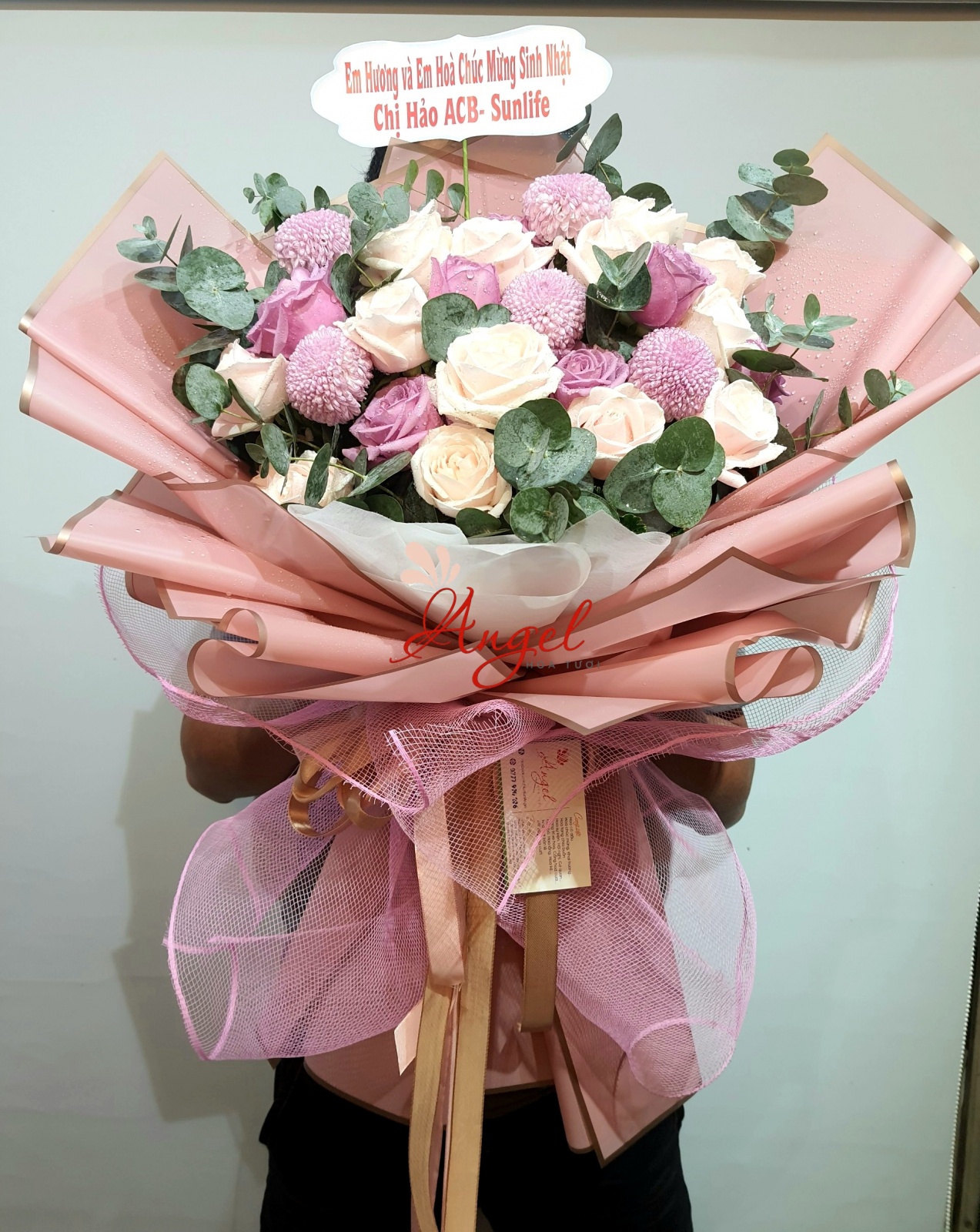 bó hoa hồng tone tím tại quận 3