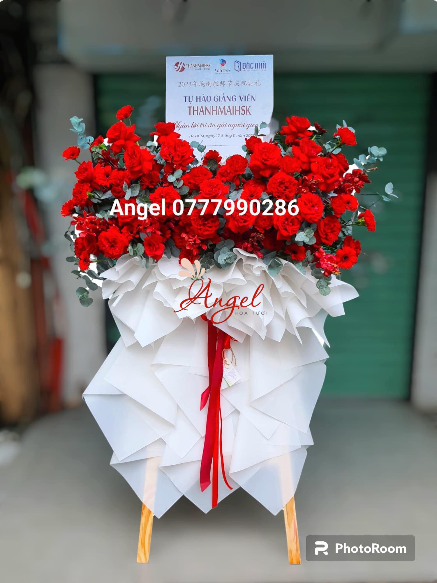 Kệ hoa chúc mừng khung tranh-Hoa Tươi Angel