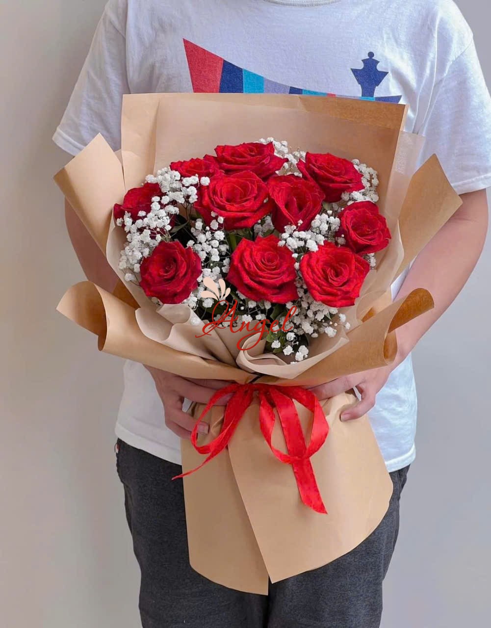 Bó hoa hồng đỏ 10 bông