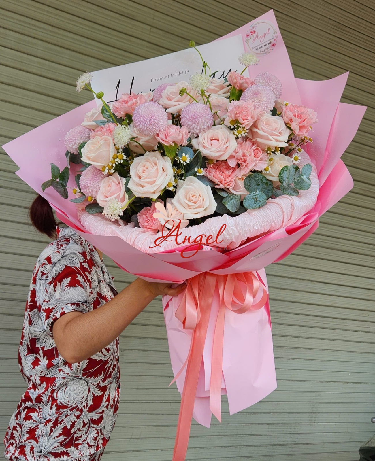bó hoa hồng pastel