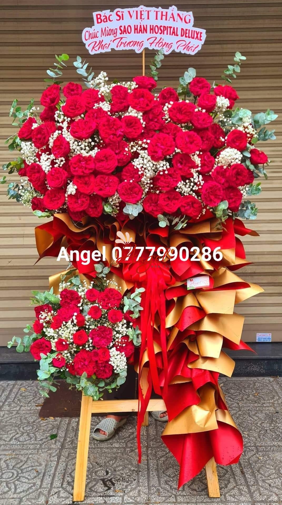 KỆ HOA CHÚC MỪNG KHAI TRƯƠNG HỒNG PHÁT HOA HỒNG ĐỎ OHARA