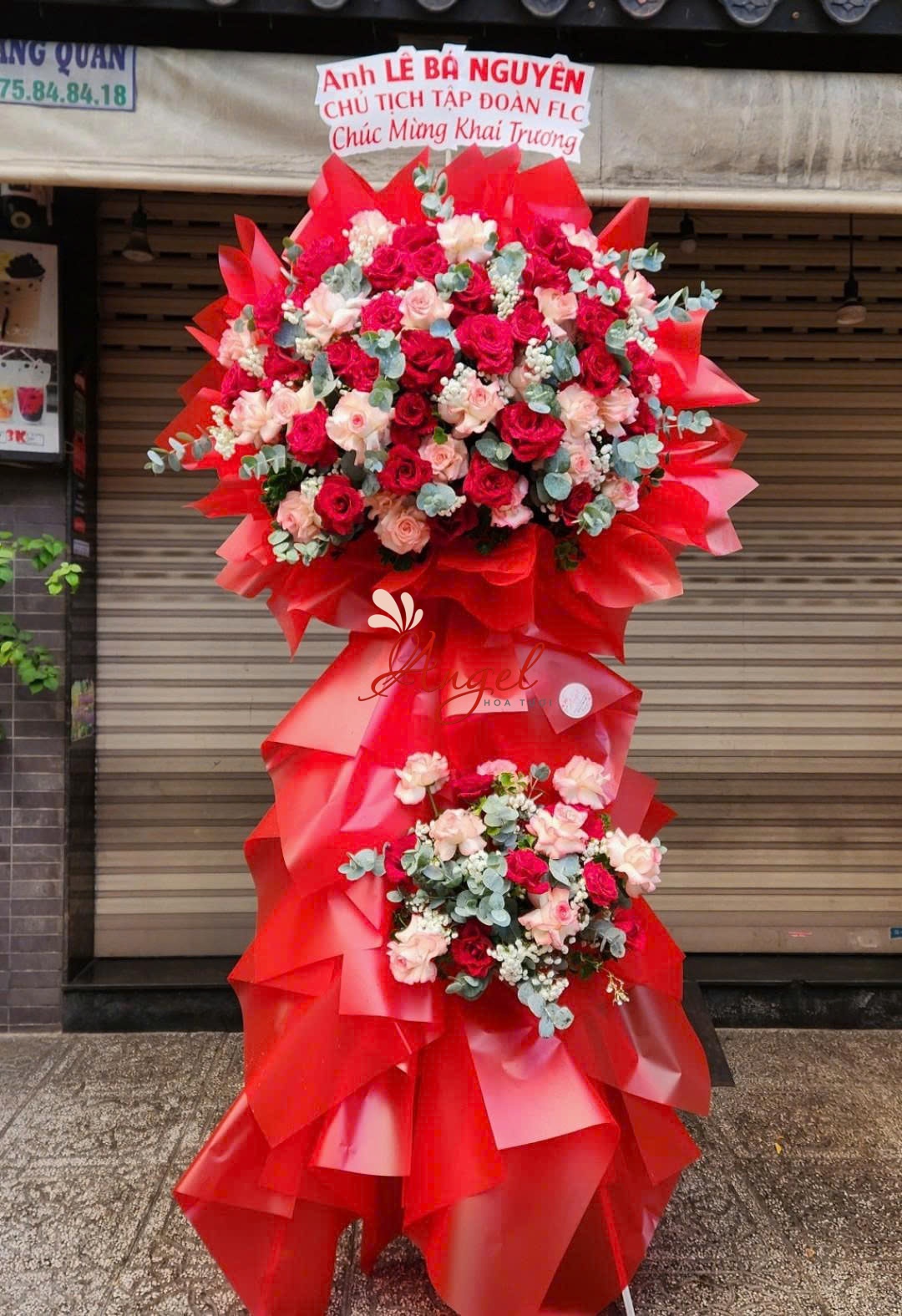 kệ hoa chúc mừng khai trương tone đỏ phát tài 